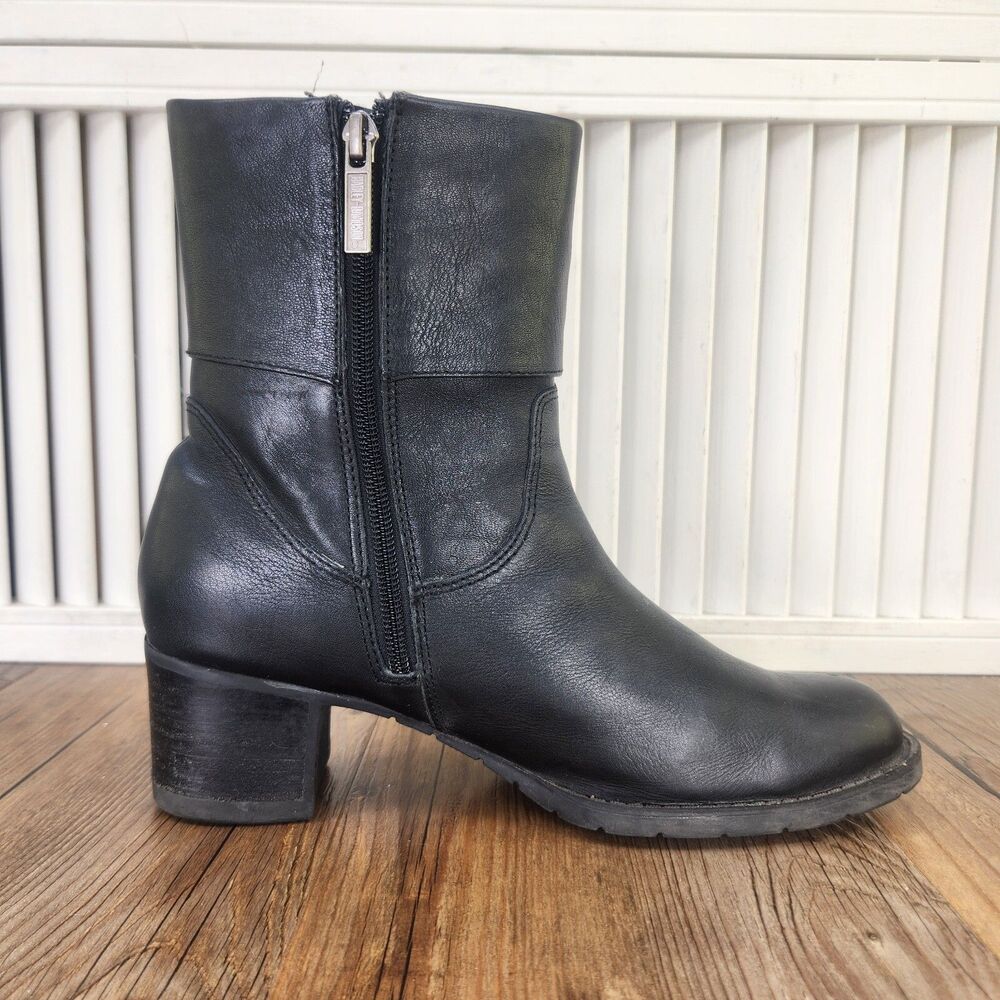 Harley-Davidson - Women’s Leather w/ Metal Buckle Black Heeled Boots - Size 8.5 - Picture 6 of 11